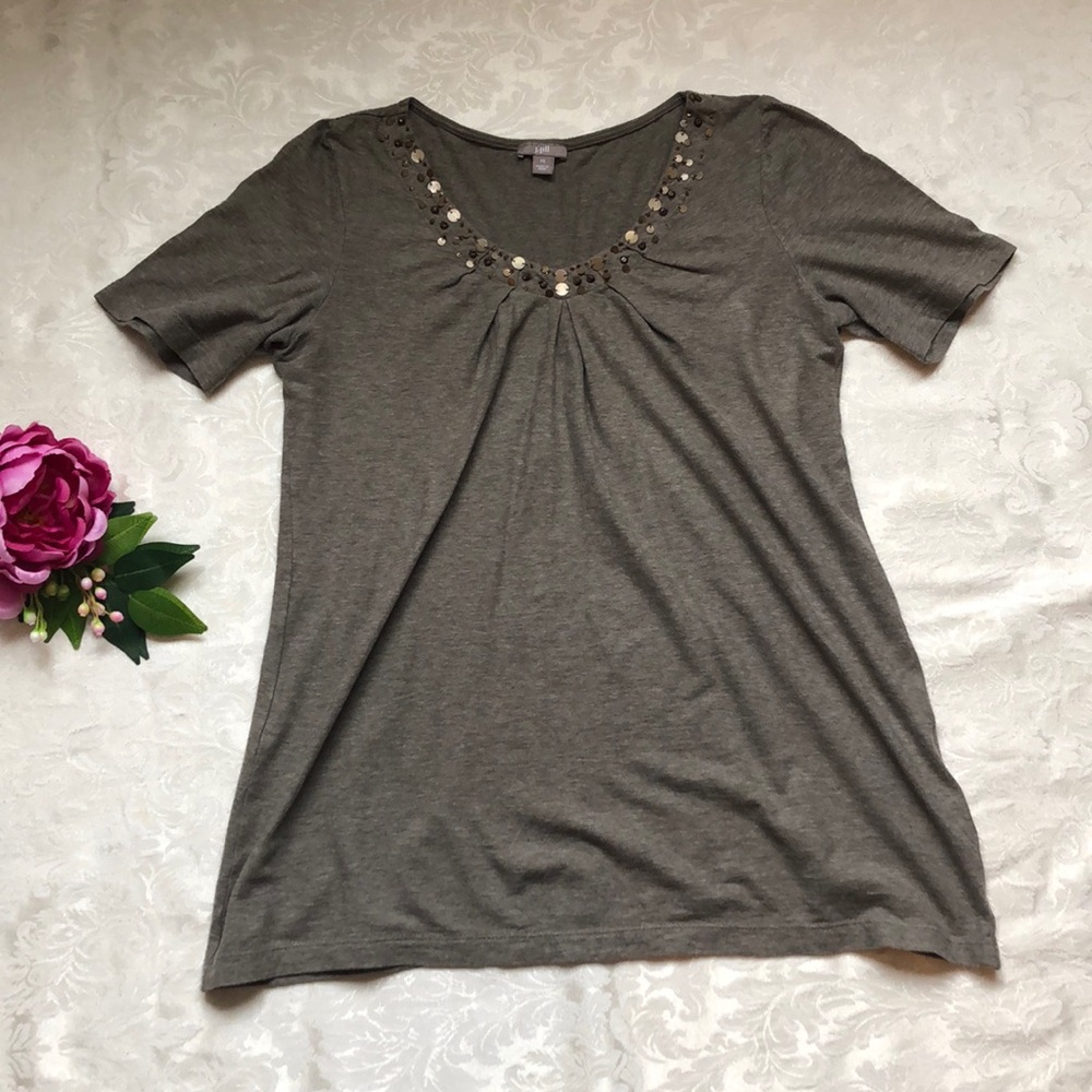 J Jill brown decorative hem T-shirt size XS